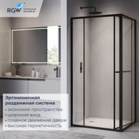 Душевой уголок RGW LE-45-B 120x100, прямоугольный, профиль черный, стекло прозрачное/6 мм, арт-77124520-14 — фото 2, Прямоугольные душевые уголки