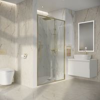 Дверь в нишу Niagara Nova NG-45-11ASG (110х195) распашная,золото сатин,стекло прозрачное,1 место — фото 5, Распашные душевые двери