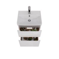 Тумба Lemark BUNO 50 см под 1 раковину, подвесная/напольная, 2 ящика, цвет планки: Серый, цвет корпу арт-LM04B50T — фото 2, Тумбы под раковину