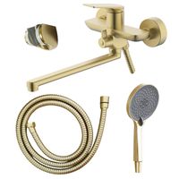 Товар: Смеситель для ванны Azario Lursy керамический картридж, длинный излив, с ручным душем, шланг 150 см, золото матовое арт-AZ-K1749MG - фото 8 Смеситель для ванны Azario Lursy керамический картридж, длинный излив, с ручным душем, шланг 150 см, золото матовое арт-AZ-K1749MG — фото 8, Смеситель для ванны