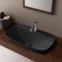 Раковина Scarabeo MOON встраиваемая сверху без перелива с одним отверстием цвет черный матовый с антибактериальным и грязеотталкивающим покрытием BIOKER 5512 49 арт-5512 49 BK — фото 1, Раковины встраиваемые сверху