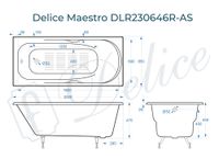 Ванна чугунная Delice Maestro 200х85 с отверстиями под ручки и антискользящим покрытием DLR230646R-AS — фото 3, Чугунные ванны