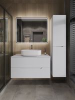 Orange Line Li-100TuwMDF+B07-540W тумба с раковиной подвесная 100 см, белый Li-100TuwMDF+B07-540W — фото 5, Тумбы с раковиной