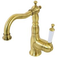 OXFORD См-ль д/раковины моноком., донный клапан "click-clack", ручка белая, бронза арт-19094 — фото 1, Смесители для раковины