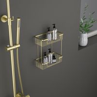 Полка двойная Timo Saona 13083/17 золото матовое — фото 1, Полки для ванной и душа