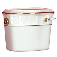 GIANETA Бачок подвесной низкий, д/напольного WC, с отв.д/ручки слива, декор: D1 золото/белая керами арт-20935 — фото 1, Подвесные унитазы