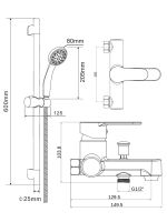 OneLife Полимерный смеситель для ванны с душ.гарнитуром, хром арт-P07-611cr — фото 1, Смеситель для ванны