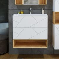 Комплект мебели для ванной Бриклаер КРИСТАЛЛ 80ZNNB, белый/дуб бунратти — фото 7, Комплекты мебели для ванной