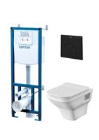 ПЭК ЛАЙН rimless (подвес. безободковый унитаз с тонким сиденьем SC, инсталляция,панель черн, САНТЕК 1WH501778 — фото 7, Экраны для ванн