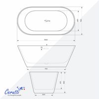 Ванна RESIA160 акриловая отдельностоящая Ceruttispa (1600x750x560) CT10866 — фото 5, Акриловые ванны