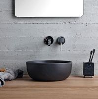 Раковина Scarabeo GLAM накладная без перелива без отверстий цвет черный матовый с антибактериальным и грязеотталкивающим покрытием BIOKER арт-1808 49 BK — фото 2, Раковины накладные