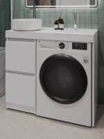 Orange Sistema Тумба напольная под стиральную машину с раковиной, белый арт-STM-100TUW+B09-360W — фото 1, Тумбы с раковиной