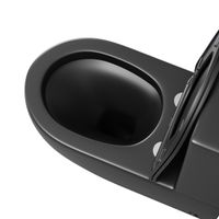 Унитаз напольный Grossman (680х375x810) безободковый,черный матовый с тонкой крышкой,микролифт,2 места арт-GR-4419BMS — фото 3, Напольные унитазы