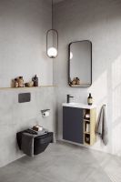 Подвесная тумба 60 см левая с одной дверью и открытыми полочками, цвет: корпус - дуб давос, фасад - серый матовый арт-ALB0106LDD+ALB0706GRМ — фото 2, Тумбы с раковиной