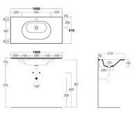Раковина SIMAS WAVE подвесная на столешницу или на тумбу с одним отверстием цвет белый матовый арт-WA100.BM — фото 3, Раковины подвесные