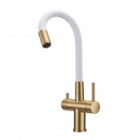 Товар: Смеситель для кухни с фильтром Milacio Ultra 560 брашированное золото белый шланг арт-MCU.560.GDW - фото 3 Смеситель для кухни с фильтром Milacio Ultra 560 брашированное золото белый шланг арт-MCU.560.GDW — фото 3, Смесители для кухни