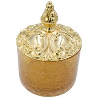 ELISABETTA Баночка высокая, H17 см. с крышкой, стекло/золото 17056 — фото 2, Органайзеры для ванной