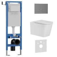 Комплект 3в1 IBERICA BLANCA инсталляция SILENCIO MINI, унитаз TOLEDO ALTO белый, кнопка смыва INOX-S вороненая сталь (IB.001M.TLA.231.1602) — фото 1, Комплекты унитаз + инсталляция