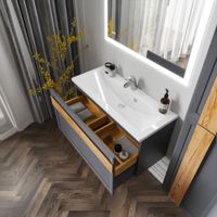 Комплект мебели для ванной Бриклаер БЕРЛИН 100SD, оникс серый — фото 8, Комплекты мебели для ванной