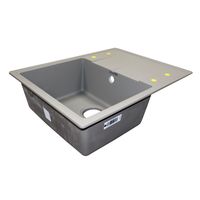 Кухонная мойка AZARIO Tavas 620х480х197 кварцевая, прямоугольная, сифон в комплекте, цвет Серый арт-CS00097671 — фото 1, Кухонные мойки