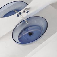 Раковина накладная прозрачная ABBER Kristall AT2801Saphir синяя — фото 1, Раковины накладные