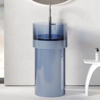 Раковина отдельностоящая прозрачная ABBER Kristall AT2701Saphir-H синяя — фото 1, Раковины напольные