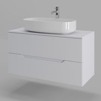 Orange Line Li-100TuwMDF+B07-675W тумба с раковиной подвесная 100 см, белый Li-100TuwMDF+B07-675W — фото 1, Тумбы с раковиной