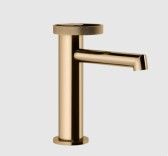 Смеситель для раковины, Gessi, Anello, тип открывания воды-однорычажный, тип регулирования воды-керамический картридж, монтаж-на раковину/столешницу, отверстия для монтажа-1, высота, мм-168, вынос излива, мм-128, тип излива-неподвижный, донный клапан-отсутствует, тип подводки-гибкая, стандарт подвода воды-3/8", цвет-Warm Bronze PVD арт-63302.735 — фото 1, Смесители для раковины