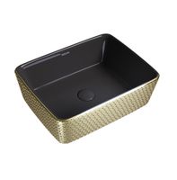 Раковина Grossman (480х370х130) золото,черная внутри,1 место арт-GR-3016GBR — фото 1, Раковины накладные