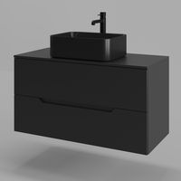 Orange Line Li-100TubMDF+B02-460MB тумба с раковиной подвесная 100 см, черный Li-100TubMDF+B02-460MB — фото 1, Тумбы с раковиной