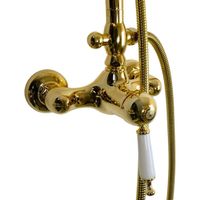 OXFORD Душевой настенный гарнитур (см-ль д/душа/колонна RETRO/верхн.душ/шланг/ручн.душ),золото арт-32873 — фото 3, Душевые стойки
