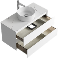 Товар: Подвесная тумба с двумя ящиком 100 см, цвет белый со столешницей мрамор белый и наставным умывальником арт-GE01102WM+STG1014X456MW - фото 2 Подвесная тумба с двумя ящиком 100 см, цвет белый со столешницей мрамор белый и наставным умывальником арт-GE01102WM+STG1014X456MW — фото 2, Тумбы с раковиной