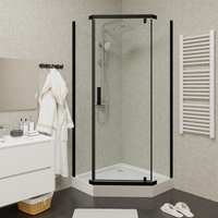 Душевой уголок с поддоном Parly 90х90х195 см, профиль черный, стекло прозрачное арт-ZPE911BE — фото 1, Душевые уголки трапеция