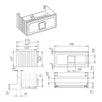 Тумба под раковину подвесная La Fenice Cubo , бежевая арт-FNC-01-CUB-C-80 — фото 2, Тумбы под раковину