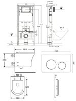 Orange Унитаз подвесной безободковый белый с инсталляцией, микролифт, кнопка смыва белая арт-CI01-100W+APB188 — фото 1, Комплекты унитаз + инсталляция