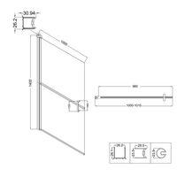 Шторка для ванны Niagara Nova (100х140) черный матовый,стекло прозрачное с рисунком,распашная,1 место арт-NG-08-10BLACK — фото 10, Шторки для ванной распашные