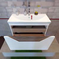 Товар: Тумба под раковину подвесная Бриклаер Брайтон белый/дуб, 100 см 4627125415760 - фото 4 Тумба под раковину подвесная Бриклаер Брайтон белый/дуб, 100 см 4627125415760 — фото 4, Тумбы с раковиной