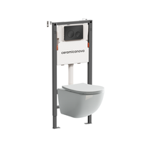 Комплект Подвесной унитаз FORMA Rimless + Система инсталляции Balance кнопка Circle, черный матовый — фото 1, Комплекты унитаз + инсталляция