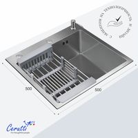 Мойка GLORIA50 nano embos (матовый хром) кухонная из нержавеющей стали (500х500х220) Ceruttispa арт-CT11255 — фото 5, Кухонные мойки