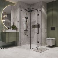 Душевое ограждение Niagara Nova NG-6832-34ВLACK (100х100х195) квадрат,черный матовый,двери распашные,стекло прозрачное,1 место NG-6832-34BLACK — фото 3, Квадратные душевые уголки