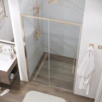 Дверь в нишу Grossman Galaxy 100.K33.01.100.32.00 (100х195) золото сатин,стекло прозрачное,раздвижная, 1 место — фото 4, Раздвижные душевые двери