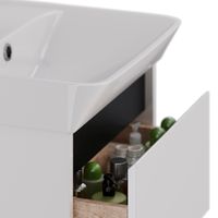 Тумба Lemark COMBI 45 см под 1 раковину, подвесная/напольная, 2 ящика, цвет планки: Чёрный, цвет кор арт-LM03C45T-black — фото 3, Тумбы под раковину