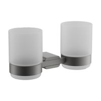 Стакан для ванной комнаты двойной BELZ , оружейная сталь арт-B90708 — фото 1, Стаканы для зубных щеток