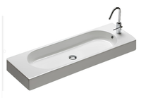 Раковина HATRIA AREA Y0W501 подвесная или на тумбу с одним отверстием с переливом цвет белый — фото 1, Раковины накладные