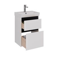 Тумба Lemark COMBI 50 см под 1 раковину, подвесная/напольная, 2 ящика, цвет планки: Чёрный, цвет кор арт-LM03C50T-black — фото 1, Тумбы под раковину