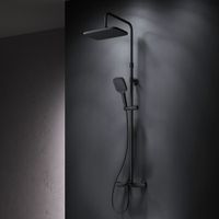 Func, душ. система: см-ль д/ванны/душа с ТМС, душ.штанга, верхн. душ квадр., ручн.душ, черн арт-F078F522 — фото 5, Душевые стойки