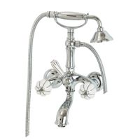 OLIVIA См-ль д/ванны внешний, бел. с декором платина/хром 19012 — фото 1, Смеситель для ванны