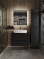 Orange Line Li-80TubMDF+B08-640W тумба с раковиной подвесная 80 см, черный/белый Li-80TubMDF+B08-640W — фото 5, Тумбы с раковиной