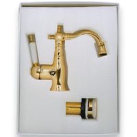 OXFORD См-ль д/биде моноком., донный клапан "click-clack", ручка белая, золото арт-19161 — фото 9, Смесители для биде