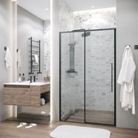 Дверь в нишу Grossman Galaxy 100.K33.01.130.21.02 (130х195) черный матовый,стекло шиншилла,раздвижная, 1 место — фото 2, Раздвижные душевые двери